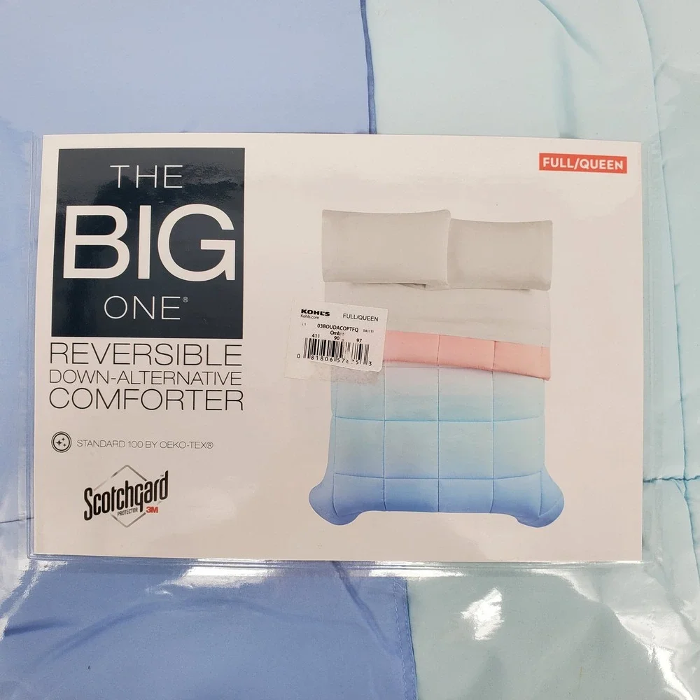 The Big One Reversible Down Alternative Comforter Full Queen Blue Ombre Pink New